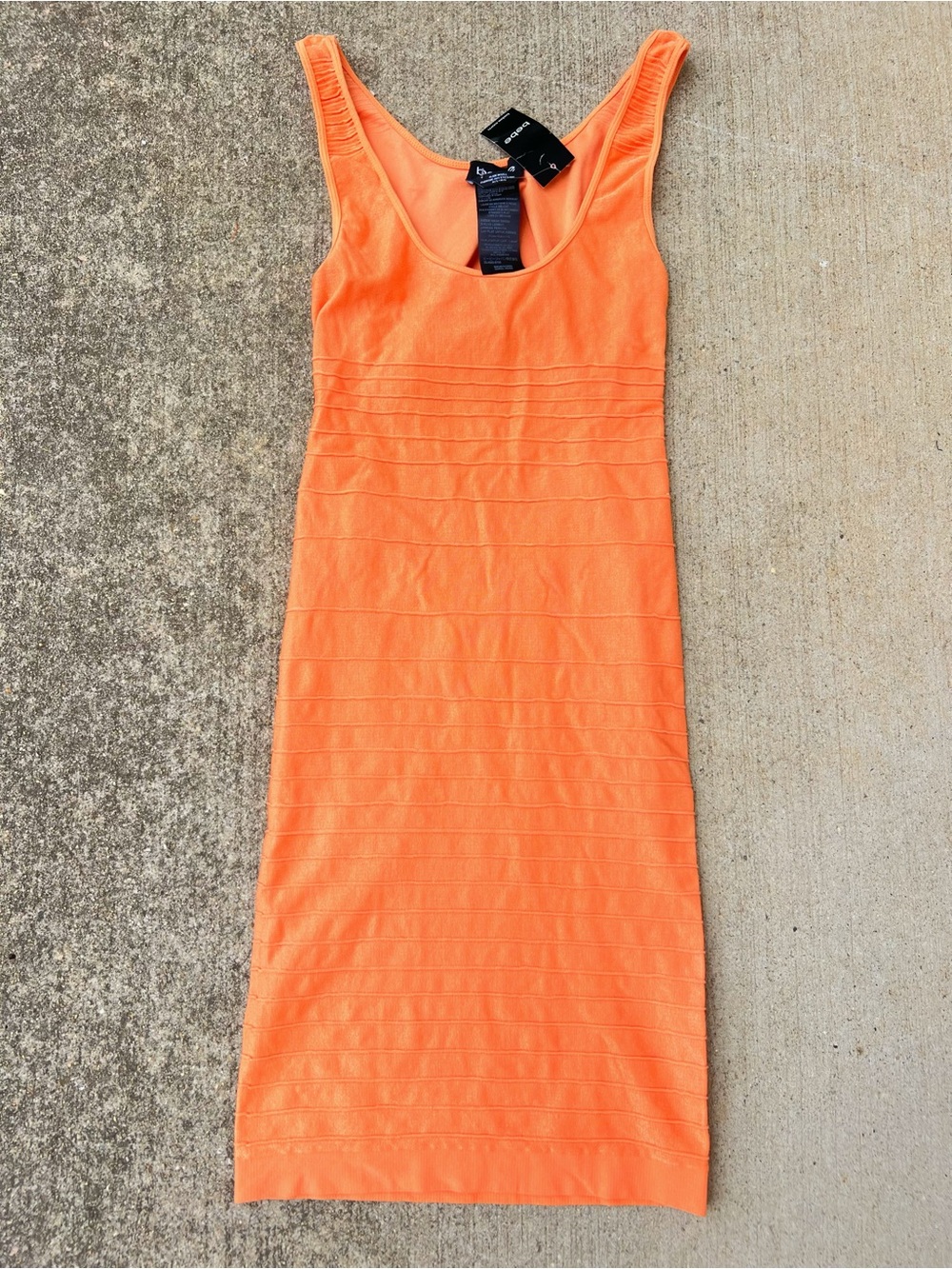 NWT Bebe Orange Bandage Bodycon Midi Dress Scoop Neck M/L